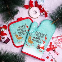 2 teile/satz Weihnachten Top flappen und Top flappen Set Backen Anti-Hot Handschuhe Küche Kochen Grill handschuhe Neujahr Weihnachten Party liefert
