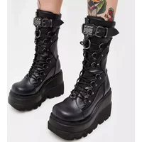 Women High Boots Cosplay Mid-calf Boots High Platform Wedges Boots 2024 Summer Autumn New Designer Gothic Shoes for Women Botas
