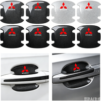 4PCS Car Door Handle Protection 3D Sticker Emblem Car Accessories For Mitsubishi Lancer 7 8 I200 Pajero Montero Sport Outlander
