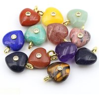 Natural Stone Heart-shaped Charm 20mm Pendant With Zircon Gold Plated For Jewelry Making Necklace Bracelet Earring Accessories