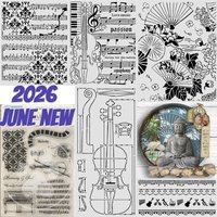 2026 JUNE NEW Symphony Violin Stamp & Stencil Scrapbook Diary Decoration Stencil Embossing Template DIY Greeting Card Handmade