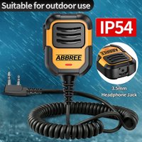 ABBREE AR-790 IP54 Waterproof Walkie Talkie Speaker Mic 2 Pin for Baofeng UV-5R BF-888S UV-5RH Quansheng UV-K5 Upgrade BF-780