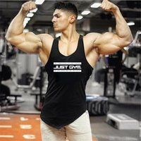 Gym Bodybuilding Training Slim Fit Vests Men's Fitness Irregular Hem Tank Tops Running Sport Cotton Breathable Sleeveless Shirts