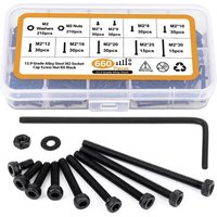 Jeu de vis M2 x 4/6/8/10/12/16/20/25/30mm, 660 pièces, boulons à tête creuse hexagonale, écrous, rondelles, Kit d'assortiment en acier allié de qualité 12.9