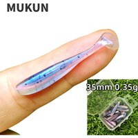 MUKUN 20PCS Micro Soft Fishing Lures 0.35g/35mm T-tail Worm Lure Small Artificial Bait Jig Wobblers Bass Pike Fishing Tackle