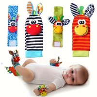 Baby Cartoon Animal Wrist Rattle & Foot Sock Set Newborn Soft Wrist Strap Socks with CPC Certified