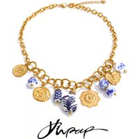 Yhpup Summer Stainless Steel Star Flower Heart Drop Charm Necklace Waterproof Trendy Statement Handmade Gold Color Jewelry