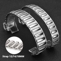 Edelstahl-Gummiband, 18 mm, 14 mm, 12 mm, Erweiterungsarmband, Metallarmband für Damen, Uhrenarmbänder, universelles Uhrenzubehör