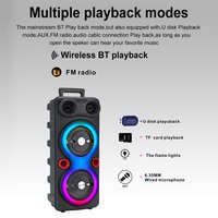 Outdoor Portable Speaker BT 5.0 6.5 Inch Stereo Subwoofer LED AUX Karaoke Machine with Mic FM Radio RGB Party Sound Box