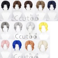 Men Boy Short Fashion Synthetic Cosplay Wigs Parting Styled Shaggy Layered Halloween Party Role 13 Colors Choice