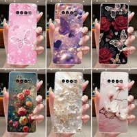 Case For Samsung S10 4G Luxury Butterfly Flowers Silicone Soft Cover For Samsung S10+ S10 Plus Transparent Protective Phone Case