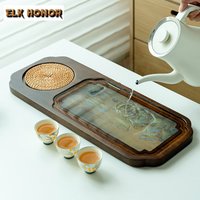 Walnut Tea Tray Household Solid Wood Tea Base High-end Color Changing Tea Tray Tea Set Dry Brewing Table Water Storage Tea Board