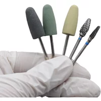 8Pcs/Set Dental Acrylic Polishing Burs Kit 2.35mm Tungsten Steel & Silicone Heads for Resin Base Lab Tools