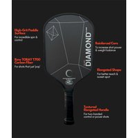 Double Black Diamond 16mm Pickleball Paddle, T700 Carbon Fiber Black Matte Surface, Good Spin Performance