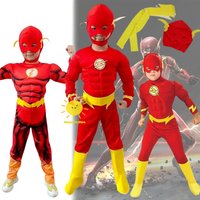 BEAST KINGDOM The Flash Cosplay Costume Superhero Cosplay Suits Mask Belt The Flash Safe Muscle Clothing Carnival Props for Gift