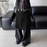 INCERUN Men Skirts Solid Color Button Loose Casual Irregular Skirts Men Bottoms Streetwear 2026 Fashion Personality Trousers Men