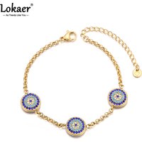 Lokaer Classic Lucky Blue CZ Evil Eye Turkey Bracelet Necklace For Women 316L Stainless Steel Rhinestone Fashion Jewelry B25145