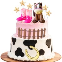 Cowboy Horse Cake Decoration Cowgirl Cake Topper Girls Horse Party Decorations Horse Racing for Western Cowgirl Birthday Baby