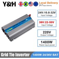 Y&H 1000W 1300W 1400W MPPT Grid Tie Solar Inverter 24V/36V DC to 220V AC Pure Sine Wave Converter for Solar Panels/Battery