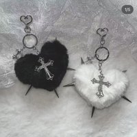 Subculture Y2K Spicy Girl Gothic Lolita Plush Pendant Love Bag Chain Women Backpack Pendant Cross Bag Decorations Keychains
