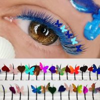 Veteran Farbe Einzelne Wimpern 3D Schmetterling Herz Glitter Falsche Wimpern Verlängerung Hochwertige Natürliche Synthetische Dekoration Wimpern