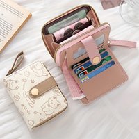 Cute Bear Print Women's Wallet Original Minimalist Japanese Style 70% off Snap Button Bag Student Short Wallet Women's Coin Purse Clutch Bag