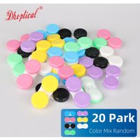 20Pcs Candy Color Contact Lens Case with RL Marking Portable Leakproof Storage Box for Daily Use