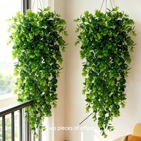 2PCS Realistic Artificial Ivy Plants Hanging Green Ferns for Wall Art Patio Greening Home Garden