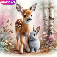 Momoart Diamond Embroidery Deer DIY Painting Rabbit Picture of Rhinestones Animal Diamond Mosaic Cross Stitch Decor for Home