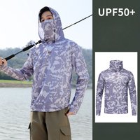 Fishing Shirt Hooded Men Fishing Clothes Outdoor Summer Patchwork Mask Hoodie Sun Uv Protection Performance Jersey Skin Coat Man