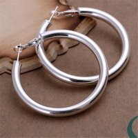 925 Sterling Silver Beautiful 5CM Big circle hoop earrings for Woman Fashion Party Wedding Accessories Jewelry Christmas Gifts