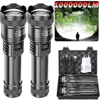 Ultra Bright LED Flashlight 2000LM Type-C Rechargeable Long Range Zoom Tactical Torch Outdoor Emergency Camping Fishing Lantern