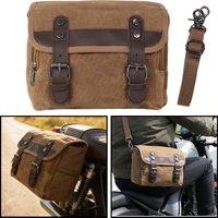 Vintage Motorcycle Side Bag Waterproof Canvas Retro Rear Seat Bag Motocross Saddlebags Biker Backpack Brown Capacity