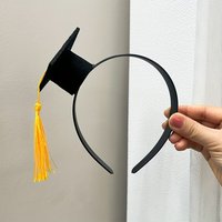 1pc Graduation Cap Headband, Black Doctoral Hat Design Hair Band for Graduation Party, Photo Props, Ceremony Gifts