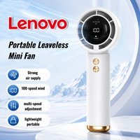 Lenovo 100-Speed Turbo Handheld Fan, USB Rechargeable Quiet Portable High Speed Cooling Personal Mini Fan for Outdoor