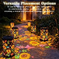 1/2PCS Sunflower Glow Solar Lanterns Outdoor Waterproof Metal Hanging Solar Powered Lights for Yard Pathway Lawn Garden Decor