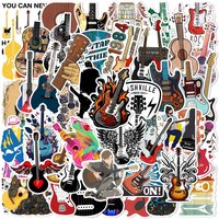50Pcs Art Musical Instruments Guitar Graffiti Stickers for DIY Decor Travel Luggage Water Bottle Phone Laptop Scrapbooking