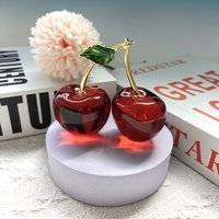 Kristall rote Kirsche Glas Obst Handwerk künstliche Verzierung Geburtstags geschenk Erntedankfest Geschenk Büro Desktop-Dekoration
