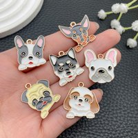 5/10pcs Cute Cartoon Dog Charms, Korean-style DIY Accessories. K-Gold Tone Enamel Alloy Pendants for Bracelets & Necklaces.
