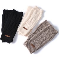 AliExpress Sparsil 100% Pure Wool Women'S Warm Twisted Short Knitted Gloves, Thickened Half-Finger Exposed Gloves For Winter, Outdoor Cycling