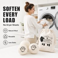 Natural Wool Laundry Dryer Balls Reusable Fabric Softener Alternative for Clothes Drying Household Laundry Cleaning Use