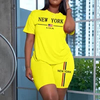 Summer Ladies Fashion Daily Casual Sport Outfits 2026 Brand New Tracksuit Women 2pcs Set Round Neck T-shirt and Shorts