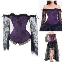 French Waspie Crops Tops Courtstyle Lace Sleeves Corset Retro Cosplay Party Dressingup Cincher Victorian Bustier