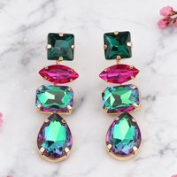 New Design rhinestone wrapped around copper alloy Tassel Earrings droplets welded Claw glass long pendant women earrings Jewlery