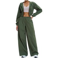 AliExpress 2 Piece Yoga Set Women's Sports Sun Protection Set Zipper Windproof Hooded Sun Protection Leisure Set Outdoor Sports Cycling Set