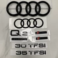 AUDI Q2 4 Ring Logo ABS Black 2016-2018 Car Hood Front Grill Rear Trunk Emblem Badge Sticker Quattro Sline Q2 Accessory refit