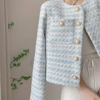 Tweed Style Women's Jacket 2026 Spring Autumn New Design French Sensibility Niche Loose Fit Cropped Fashionable Elegant Top