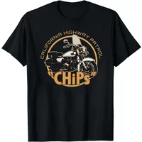 AliExpress laoyaoyifu Chips Inspired Retro T-shirt - USA Vintage 80s TV Show Bike Police Cops Motor Men Clothing Streetwear Cotton Shirts Ropa Hombre