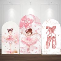 Custom Ballerina Theme Birthday Arch cover Backdrop Pink Ballet Shoes Decor Girl Princess Party Decor Kids Birthday Background