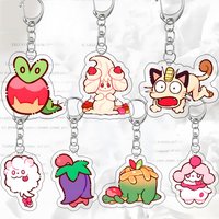 Q-version Pocket Monster Acrylic Keychain Characters Alcremie Appletun Meowth Swirlix Kapu-Capu Bag Pendant Acg Keyring Gift